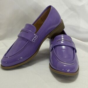 London Rag Purple Patent Loafers Size 7 Preppy Old Money Office Workwear Chic